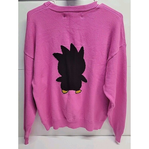 Forever 21 x Hello Kitty & Friends Badtz-Maru Pink Knit Sweater Pullover Sz L - Picture 7 of 11